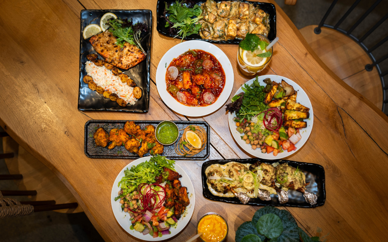 Authentic Indian catering menu featuring curries, naan, rice and appetizers