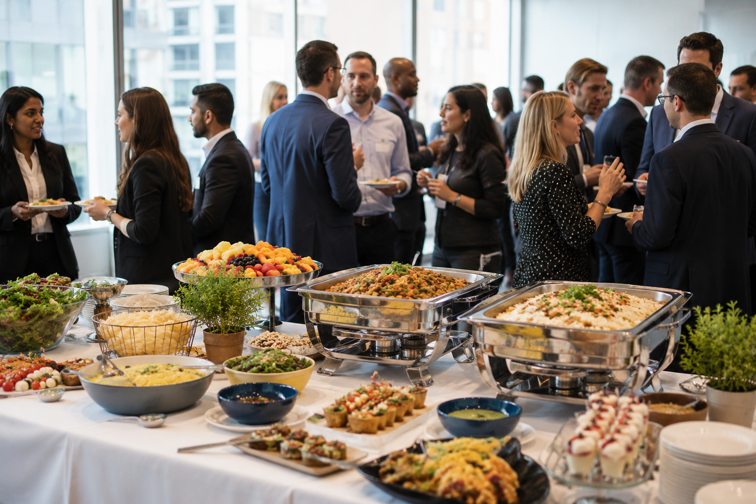 Corporate catering buffet with authentic Indian food for business meetings and office events in Vancouver